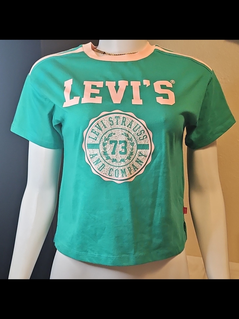 Levi's Teal Short-Sleeve Logo Graphic Tee with Pink Accents